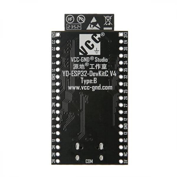 디바이스마트,오픈소스/코딩교육 > 파이썬/IoT 개발 보드 > ESP32,VCC-GND Studio,ESP32-B WIFI+BLE 코어 개발 보드 [VND064],240MHz / 520KB SRAM / 448KB ROM / 16M FLASH / USB 케이블 포함,핀 헤더가 아래를 향하게 납땜되어 있습니다.