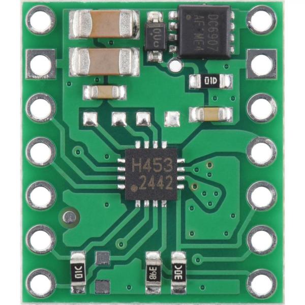 디바이스마트,MCU보드/전자키트 > 버튼/스위치/제어/RTC > 모터/모터컨트롤,Pololu,TB67H453FTG (QFN) Single Brushed DC Motor Driver Carrier #4972,모터 공급 전압 : 4.5V ~ 44V / 출력 전류: 1.1 A 연속(2 A 기본 전류 제한) / 1.8V ~ 5V 논리 전압 지원(최대 5.5V)