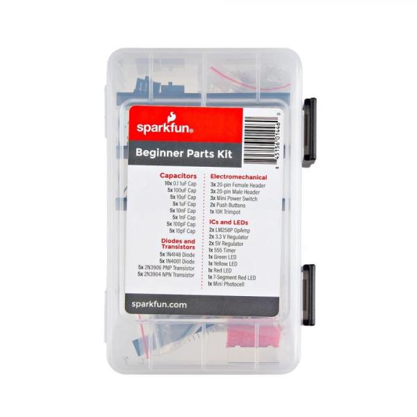 디바이스마트,MCU보드/전자키트 > 교육용키트/로봇 > 교육용키트 > 전기/전자/회로,SparkFun,SparkFun Beginner Parts Kit [KIT-27842],초보자용 필수 부품 키트 / IC, 레귤레이터, 다이오드, LED 등 포함
