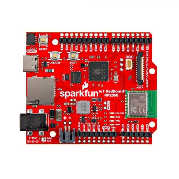 디바이스마트,오픈소스/코딩교육 > 파이썬/IoT 개발 보드 > RP2040/RP2350,SparkFun,SparkFun IoT RedBoard - RP2350 [WRL-27708],RP2350 MCU와 Raspberry Pi RM2를 통합하여 Arduino R4 포맷에서 무선 개발 지원 / 8MB PSRAM