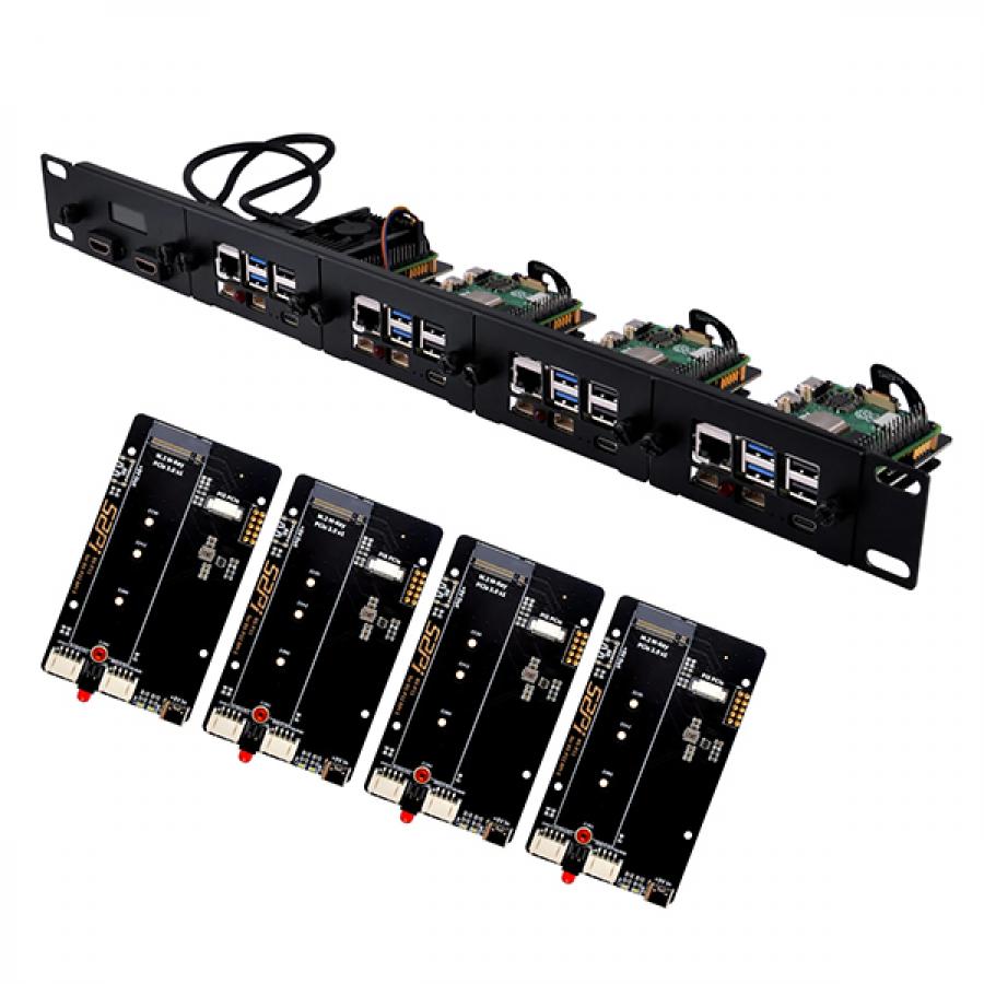 라즈베리파이5 랙 마운트(4) m.2 NVMe SSD 하단 확장 보드 포함 [DR-0001]