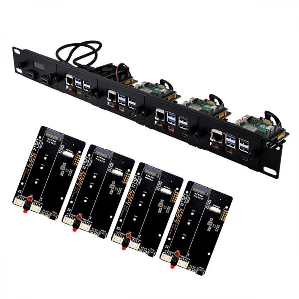 디바이스마트,오픈소스/코딩교육 > 라즈베리파이 > 라즈베리파이 케이스,52PI,라즈베리파이5 랙 마운트(4) m.2 NVMe SSD 하단 확장 보드 포함 [DR-0001],라즈베리파이5 전용 랙 마운트 / M.2 PICe 2230, 2242, 2260, 2280 지원, 최대 4개 장착