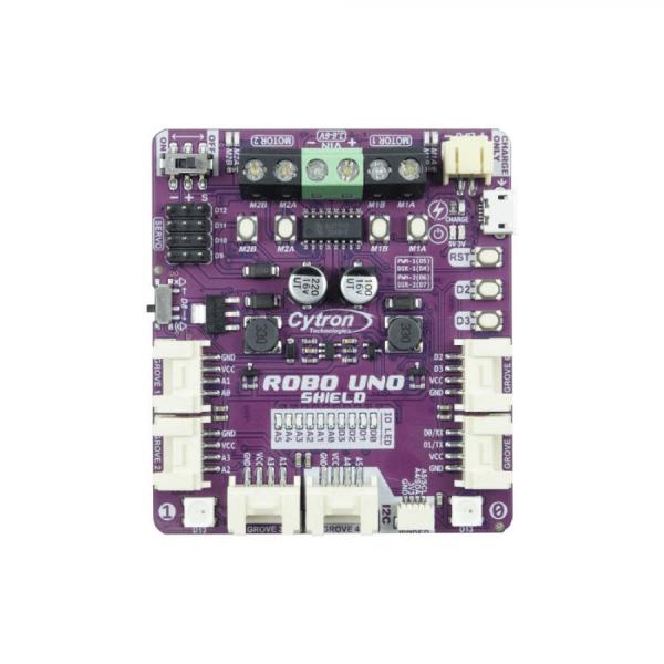 디바이스마트,오픈소스/코딩교육 > 아두이노 > 아두이노 호환쉴드,Cytron,Robo Uno Shield for Arduino [SHIELD-ROBO-UNO],올인원 로봇 쉴드 / 아두이노 IDE, mBlock 지원 / 2.5V ~ 6VDC의 모터 전압 지원 / 최대 전류는 연속 1.0A, 피크 1.5A(5초 이내)까지 가능