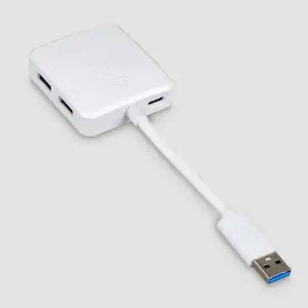 디바이스마트,오픈소스/코딩교육 > 라즈베리파이 > 아답터/방열판/OS/기타,라즈베리파이,[공식 정품] 라즈베리파이 USB 3.0 Hub (Raspberry Pi USB 3 Hub),SC1636 / 라즈베리파이 재단이 Infineon CYUSB3304 칩셋을 기반으로 만든 고성능 USB 허브 / 8cm USB 3.0 케이블을 통해 총 4개의 USB 3.0 A 포트로 확장 가능 / 최대 5Gbps / 외부 전원 공급을 위한 USB-C 포트(최대 3A)