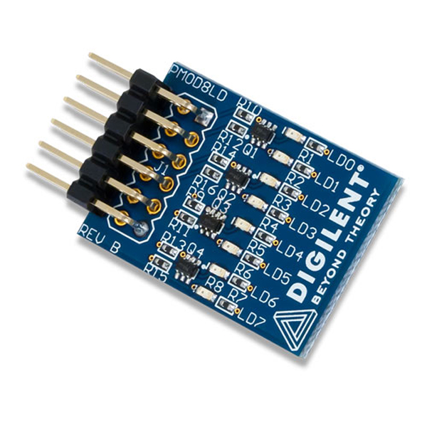 디바이스마트,MCU보드/전자키트 > 프로세서/개발보드 > Digilent > Pmod Modules,Digilent,[학교 구매전용] Pmod 8LD: Eight High-brightness LEDs 410-163,410-163 / 로직 레벨 트랜지스터로 구동되는 8개의 고휘도 LED가 있어 각각의 LED는 높은 로직 신호로부터 켜질 수 있음