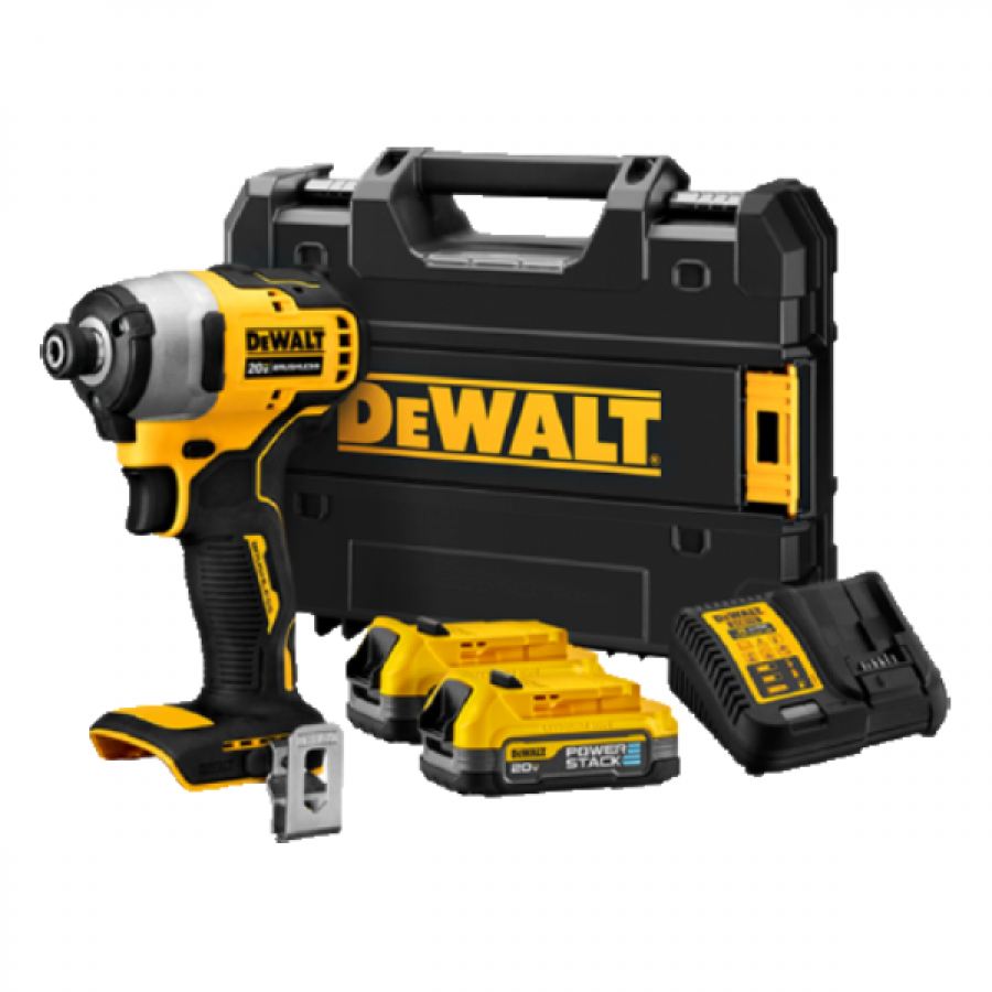 브러쉬리스 컴팩트 임팩트 드라이버 DCF809E2T 배터리2개 (20V/1.7Ah)