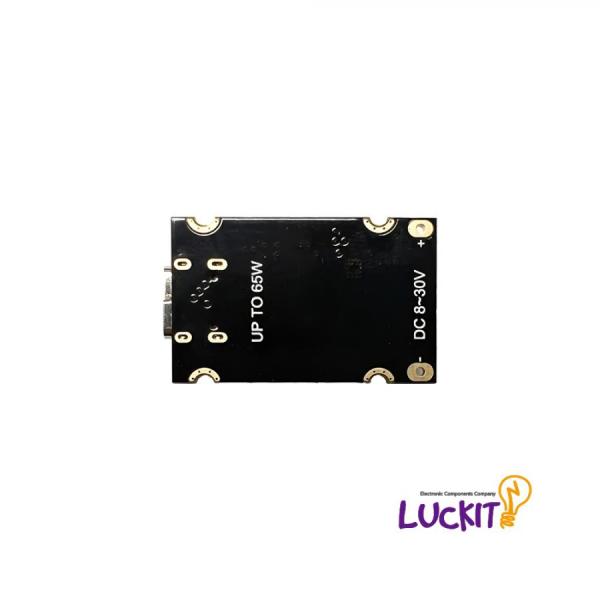 디바이스마트,MCU보드/전자키트 > 전원/신호/저장/응용 > 충전/배터리/전원,럭킷,USB C 타입 PD 65W 고속 충전 모듈,입력전압 : DC8V~30V / 출력전력 : 65W / USB C Type