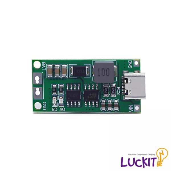 디바이스마트,MCU보드/전자키트 > 전원/신호/저장/응용 > 충전/배터리/전원,럭킷,2셀 4A C 타입 18650 리튬배터리 충전 스텝업 모듈,DC 3~6V (DC 3.7V, 5V 권장) / 입력 전류 : 4A / 충전 접압 : 8.4V