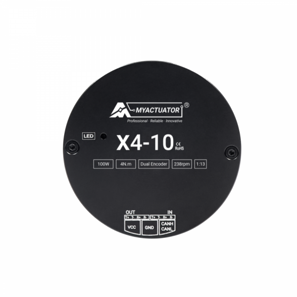 디바이스마트,기계/제어/로봇/모터 > 모터류 > BLDC모터 > 브랜드(MyActuator) BLDC모터,MyActuator,RMD-X4-P12.5-10-E 지능형 로봇 관절 모터 (듀얼 엔코더 + 드라이버 내장),RMD-X Series / 외골격·관절용 BLDC 모터 / 정격 전압: 24V DC / 피크 토크: 10N·m / 감속비: 12.6:1  / 무부하 속도: 317 RPM / 정격 속도: 238 RPM / 정격 출력: 100W / 통신 방식: EtherCAT / 듀얼 엔코더(ABS 17bit 입력 / 18bit 출력) 및 드라이버 내장형 V4 / seeed SKU: 114090069