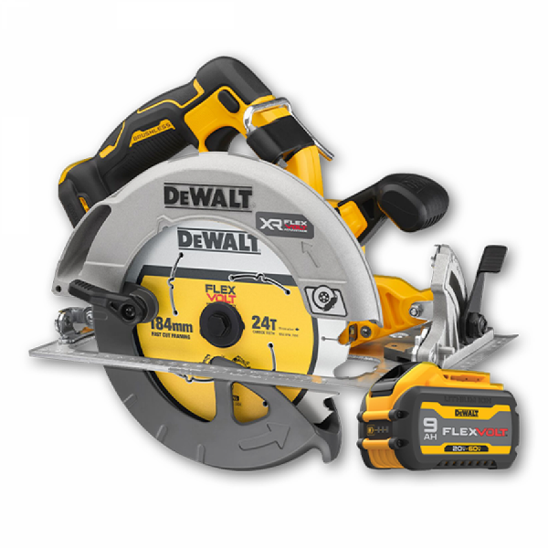 디바이스마트,수공구/전자공구/전동공구 > 전동/엔진공구 > 충전공구 > 충전원형톱/커터,디월트,FLEXVOLT 브러쉬리스 원형톱 DCS573X1 배터리1개 (20V/9.0Ah),전압 20V MAX / 무부하회전수 0-5,500 RPM / 날지름 184mm / 최대 작업 능력 (90°) 64mm / (45°) 51mm  / 베벨각도 57° / 무게 3.7Kg 본체만