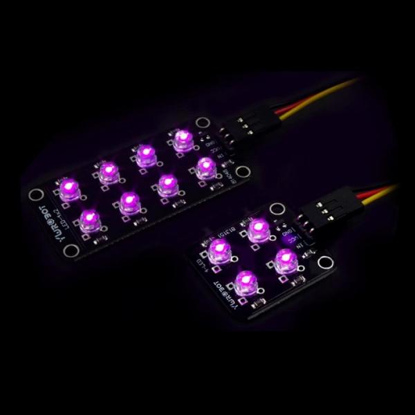 디바이스마트,MCU보드/전자키트 > 디스플레이 > LED,YwRobot,아두이노 호환 고휘도 8채널 LED 모듈 (핑크색) [ELB080074],크기: 56×26mm / LED 수량: 핑크색 LED × 8개 / LED 종류: grass cap LED / 전압: 5V / 홀간격: 2000×800mil (50.8×20.32mm)