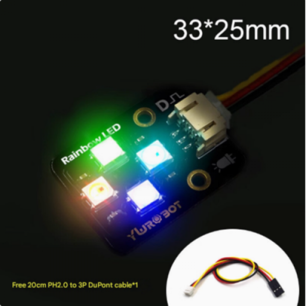 디바이스마트,오픈소스/코딩교육 > 아두이노 > 아두이노 LED/LCD모듈,YwRobot,아두이노 호환 WS2812/SK6812 5050 풀컬러 LED 모듈 (2X2 역극성 보호형) [YEA200101],고정 홀: 3mm / 홀 간격: 17.78mm / 크기: 33×25mm / LED 수: 4구 / LED 타입: 5050 SMD RGB 풀컬러 고휘도 / 칩셋: WS2811 (LED 내장형) / 전압: 5V / 포트 유형: 방수 역방향 포트