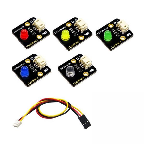 디바이스마트,MCU보드/전자키트 > 디스플레이 > LED,YwRobot,아두이노용 8mm LED 조명 모듈 + 와이어 (5색 세트) [YEA200201],역전원 보호 인터페이스 / 크기 : 28 x 25mm / 고정 홀 : 3mm / 홀 간격 : 17.78mm / 전압 :  5V