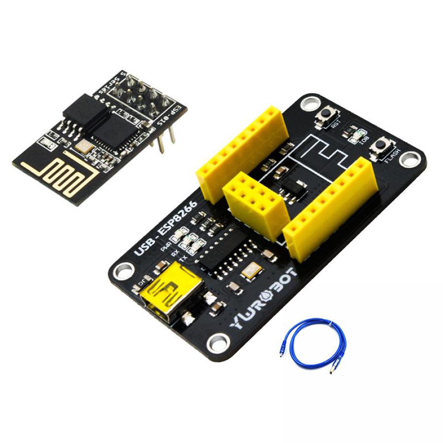 아두이노용 ESP8266 무선 WiFi 시리얼 모듈 + ESP8266 어댑터 보드 + 케이블 세트 [ELB200119]