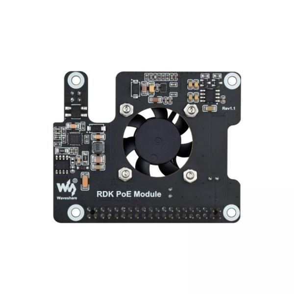 디바이스마트,MCU보드/전자키트 > 인공지능/임베디드/산업용 > 인공지능/머신러닝 > 인공지능 확장보드/액세서리,D-Robotics,RDK X5용 802.3af/at 지원 PoE 확장 보드 (쿨링팬 포함),RDK X5 개발 보드 전용 PoE 확장 모듈 / 이더넷 케이블 하나로 전원 + 통신 제공 / IEEE 802.3af/at 표준 지원 / 5V 4.5A 및 12V 2A 출력 / 표준 40핀 GPIO 스택형 커넥터 / 구리 방열판 및 5V 쿨링팬 포함