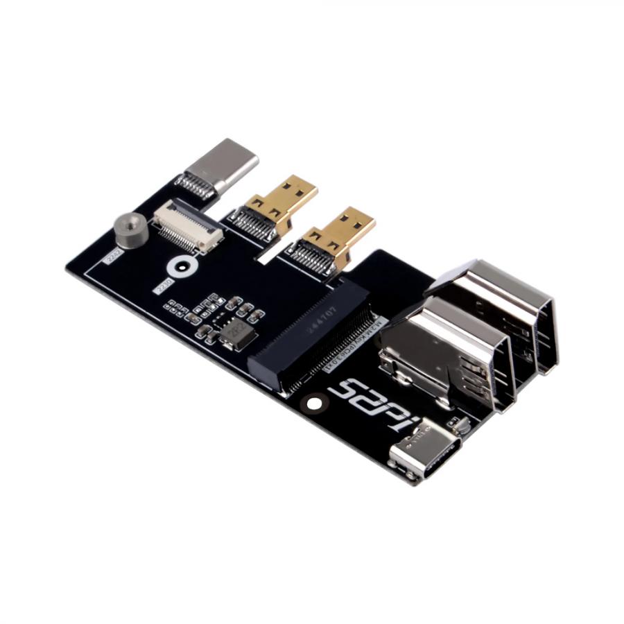 라즈베리파이 5용 Micro HDMI-HDMI 다기능 어댑터, PCIe 3.0x1 M.2 슬롯, M.2 NVMe SSD 2230/2242 지원 [EP-0246]