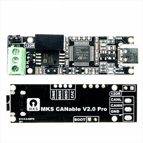 디바이스마트,MCU보드/전자키트 > 통신/네트워크 > CAN통신,Makerbase,CANable V2.0 USB to CAN 모듈 (C타입),CAN2.0A·2.0B 지원 USB to CAN 통신 모듈 / Type-C / 최대 전송속도 5Mbps / 펌웨어 candleLight·slcan / STM32G431C8T6 + TJA1051T/3