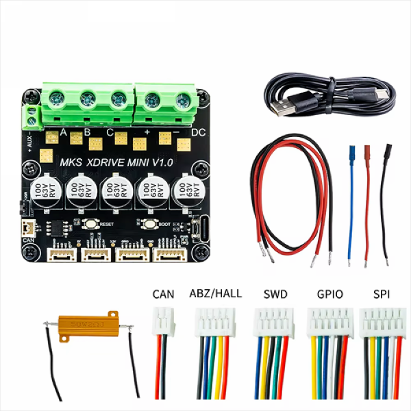 디바이스마트,기계/제어/로봇/모터 > 모터드라이버 > BLDC모터 드라이버 > 500W 이상 BLDC 모터드라이버,Makerbase,XDrive MINI 고정밀 BLDC 서보 모터 드라이버,ODrive V3.6 기반 호환 오픈소스 모터 드라이브 보드 / 3상 BLDC 모터 제어용 / SPI 엔코더 내장 / USB-C 디버깅 / 최대 120A 피크 전류 / 실시간 온도 모니터링 및 통신 인터페이스 지원