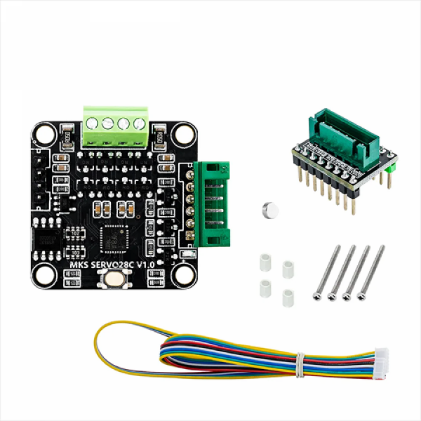 디바이스마트,기계/제어/로봇/모터 > 모터드라이버 > 스텝모터 드라이버,Makerbase,SERVO28C 스텝 모터 드라이버 세트,고정밀 14비트 엔코더 기반 스텝모터 드라이버 / FOC 기반 폐루프 제어 / 전압 7~28V / 최대 전류 3A / 1000RPM 지원 / 시리얼 포트 기반 파라미터 조정 가능 / 해상도 0.08°