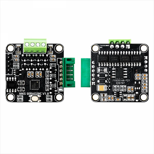 디바이스마트,기계/제어/로봇/모터 > 모터드라이버 > 스텝모터 드라이버,Makerbase,SERVO28C 스텝 모터 드라이버 세트,고정밀 14비트 엔코더 기반 스텝모터 드라이버 / FOC 기반 폐루프 제어 / 전압 7~28V / 최대 전류 3A / 1000RPM 지원 / 시리얼 포트 기반 파라미터 조정 가능 / 해상도 0.08°