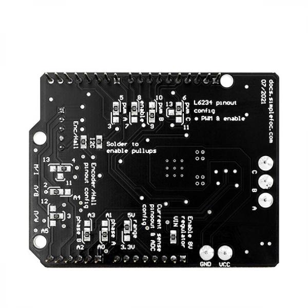 디바이스마트,기계/제어/로봇/모터 > 모터드라이버 > BLDC모터 드라이버 > 100W 이하 BLDC 모터드라이버,Makerbase,아두이노 호환 BLDC 모터 드라이버 SimpleFOC Shield V2.0.4,Arduino 호환 BLDC 모터 제어용 FOC 쉴드 / 드라이버: L6234 / 연산 증폭기: INA240 / 입력 전압: DC12V~35V / 최대 전류: 5A / 모터 타입: 3상 BLDC 모터 / 센서 인터페이스: SPI, I2C, ABI, 아날로그 / 아두이노 호환: UNO, MEGA, STM32