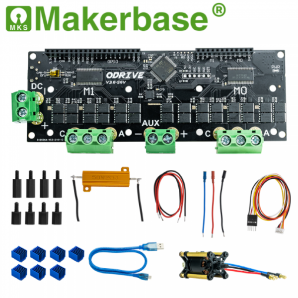 디바이스마트,기계/제어/로봇/모터 > 모터드라이버 > BLDC모터 드라이버 > 500W 이상 BLDC 모터드라이버,Makerbase,ODrive V3.6 BLDC 모터 드라이버 + X2212 모터 세트,ODrive 보드 + 12V 고속 BLDC 모터 세트 / 22mm 스테이터 / KV: 980 / TLE5012B 인코더 포함 / 3상 BLDC 모터 개발용