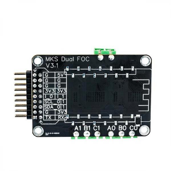 디바이스마트,기계/제어/로봇/모터 > 모터드라이버 > BLDC모터 드라이버 > 300W 이하 BLDC 모터드라이버,Makerbase,DUAL FOC PLUS 2채널 BLDC 모터 컨트롤러,브러시리스 모터용 듀얼채널 FOC 드라이버 / 최대 12A 피크 전류 / 중소형 짐벌 및 항공기용 모터 호환 / 토크·속도·위치 제어 지원 / Hall, 마그네틱 인코더 등 센서 인터페이스 / ±33A 실시간 전류 감지