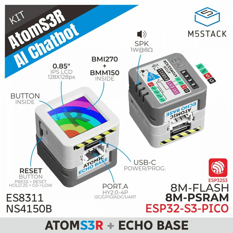 AtomS3R AI Chatbot Kit (8MB PSRAM) [K147]