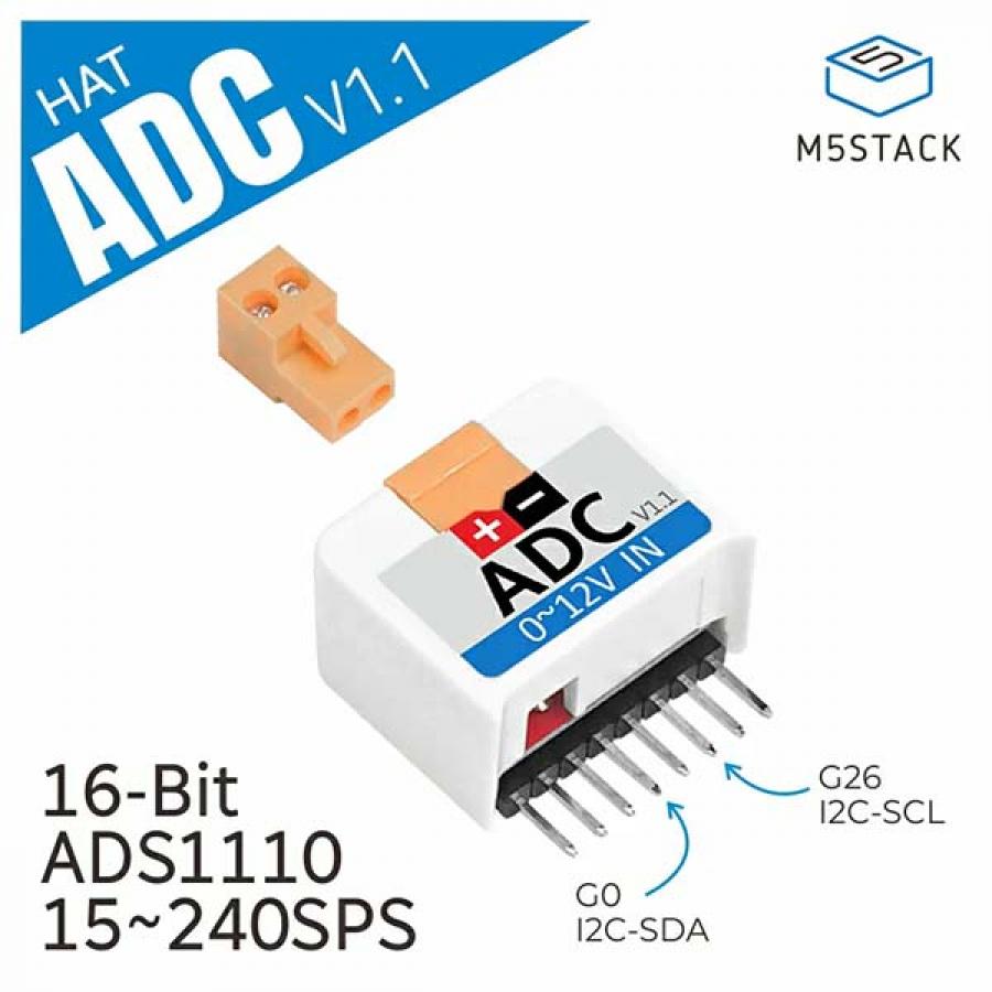 M5StickC ADC Hat ADS1110 V1.1 [U069-V11]
