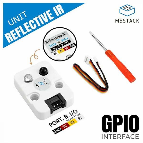 디바이스마트,오픈소스/코딩교육 > 파이썬/IoT 개발 보드 > M5STACK > 센서/모듈,M5Stack,Infrared Reflective Sensor Unit [U175],적외선 감지 유닛 / 고급 적외선 기술로 반사된 적외선 빛 감지 / 아날로그 및 디지털 신호 출력 / LED 상태 표시등 / 10k 조절 가능한 포텐셔미터로 감도 조정 가능 / 아두이노 및 UIFlow 호환.