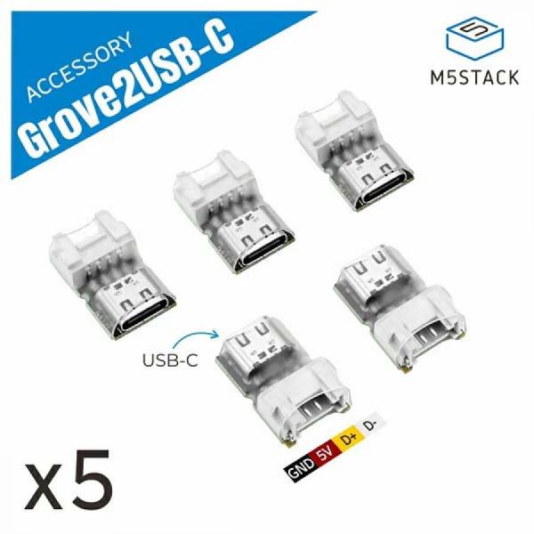 디바이스마트,오픈소스/코딩교육 > 파이썬/IoT 개발 보드 > M5STACK > 센서/모듈,M5Stack,Connector Grove to USB-C (5pcs) [A140],Grove2USB-C 어댑터 보드 / Grove 센서 및 모듈을 USB-C 포트에 간편하게 연결 / USB-C 호환 장치와 호환 / 안정적인 신호 전송 / 컴팩트하고 경량 디자인.