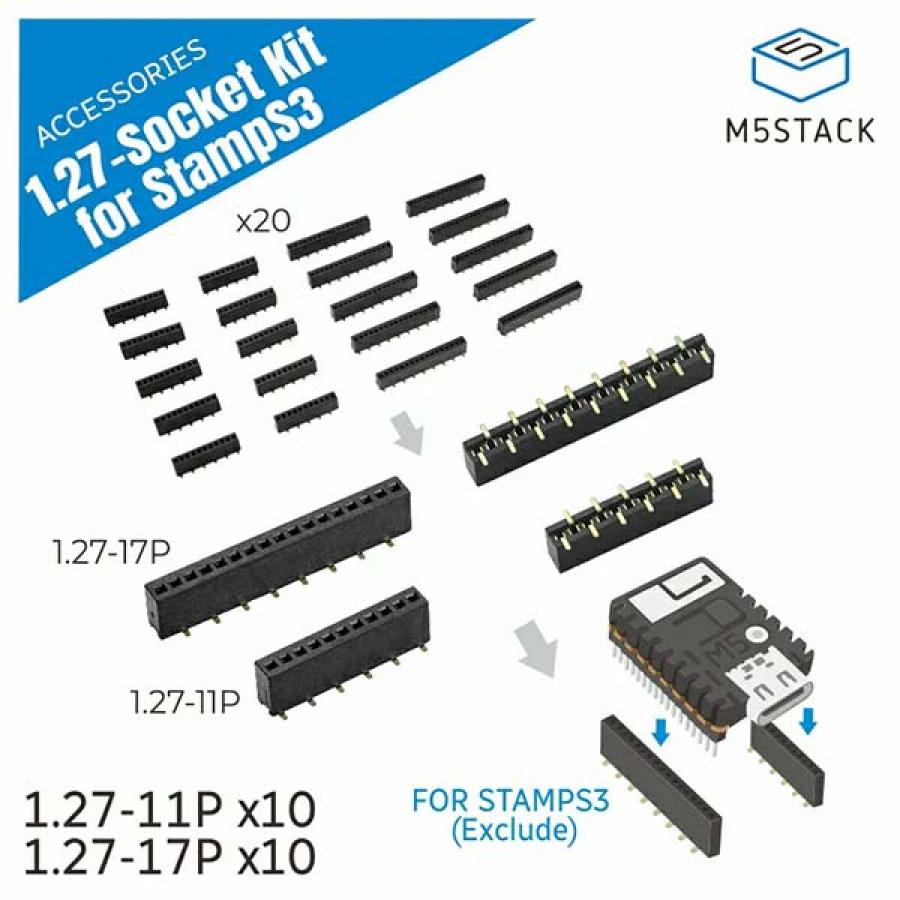 1.27 Header BUS Socket SMD for M5StampS3 (10 sets) [A138]