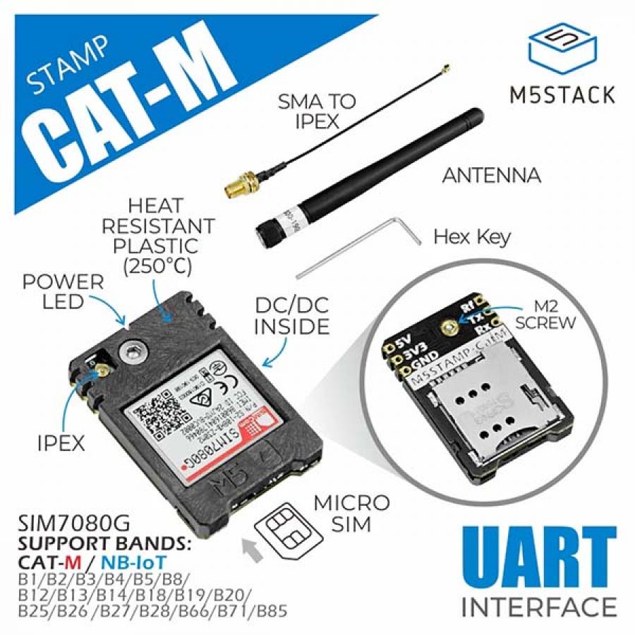 M5Stamp CAT-M Module (SIM7080G) [S003]
