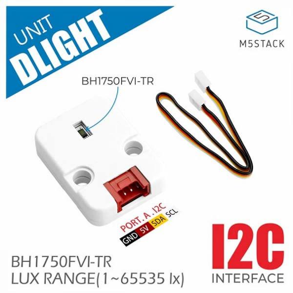 디바이스마트,오픈소스/코딩교육 > 파이썬/IoT 개발 보드 > M5STACK > 센서/모듈,M5Stack,Dlight Unit - Ambient Light Sensor (BH1750FVI-TR) [U136],DLight Unit: BH1750FVI 디지털 조도 센서 모듈, I2C 인터페이스(주소: 0x23), 16비트 ADC, 조도 범위 1-65535 lux, 저전력 소모, 컴팩트 사이즈로 다양한 프로젝트 및 자동 조명 시스템에 적합.
