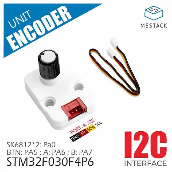 디바이스마트,오픈소스/코딩교육 > 파이썬/IoT 개발 보드 > M5STACK > 센서/모듈,M5Stack,Encoder Unit [U135],30비트 펄스 인코딩 노브, I2C 인터페이스, 2개 SK6812 프로그래머블 RGB LED, 버튼 입력 기능을 갖춘 확장 모듈로, 정밀한 값 조정 및 다양한 제어 시나리오에 적합합니다.