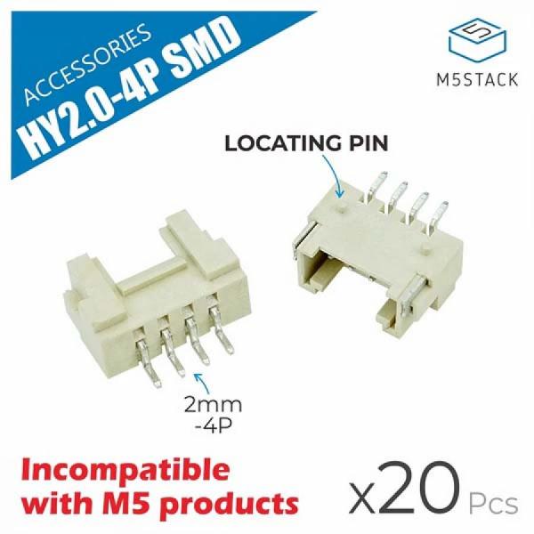 디바이스마트,오픈소스/코딩교육 > 파이썬/IoT 개발 보드 > M5STACK,M5Stack,Grove Female Header - HY2.0-4P -SMD with Locating Pins (20pcs) [A118],HY2.0-4P SM Grove 커넥터, 2.0mm 4핀, 위치 핀 포함, PCB SMD에 적합하여 M5Stack 유닛 시스템과의 간편한 연결 지원.