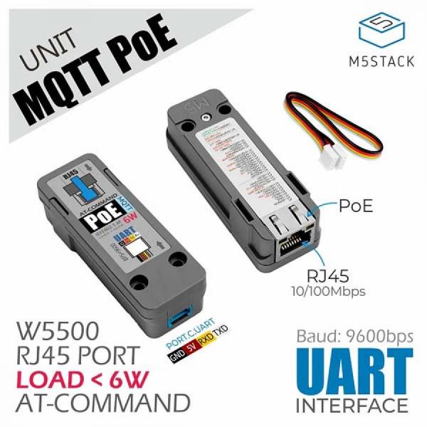 디바이스마트,오픈소스/코딩교육 > 파이썬/IoT 개발 보드 > M5STACK > 센서/모듈,M5Stack,MQTT PoE Unit with PoE Port (W5500) [U129-B],MQTT PoE Unit: W5500 Ethernet chip, RJ45 10/100Mbps port, PoE power supply (1.2A@5V), supports 4 topic subscriptions, low latency, UART communication (9600bps), compatible with UIFlow and Arduino for industrial automation and cloud applications.