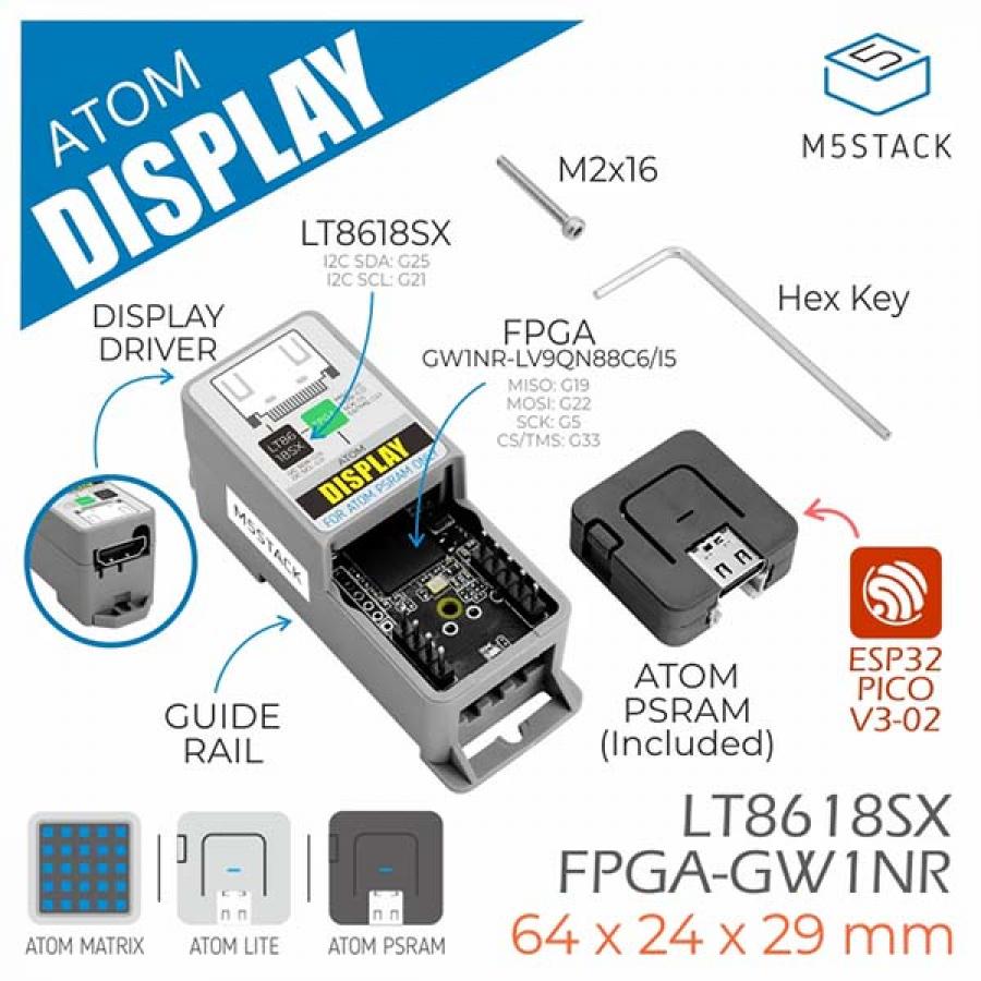 M5Stack Atom PSRAM - LCD Display Driver Kit [K115]