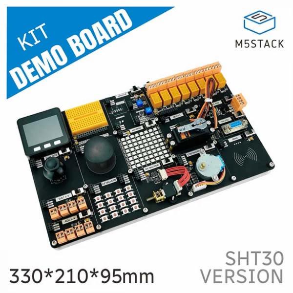 디바이스마트,오픈소스/코딩교육 > 파이썬/IoT 개발 보드 > M5STACK > 컨트롤러,M5Stack,Universal IOT Experiment Kit for ESP32(SHT30) [K024-B],M5Stack ESP32 기반 IoT 학습 보드 / 다양한 센서 및 모듈(온도, 습도, 압력, 조명, 마이크 포함) / RS485, RS232 통신 지원 / 8채널 릴레이, 4x DAC, 4x ADC, 4x4 버튼 매트릭스, 8x8 RGB LED 매트릭스, 조이스틱, 서보 및 DC 모터 제어 / M5Stack 시스템과 완벽 호환 / 전원 어댑터 및 액세서리 포함.