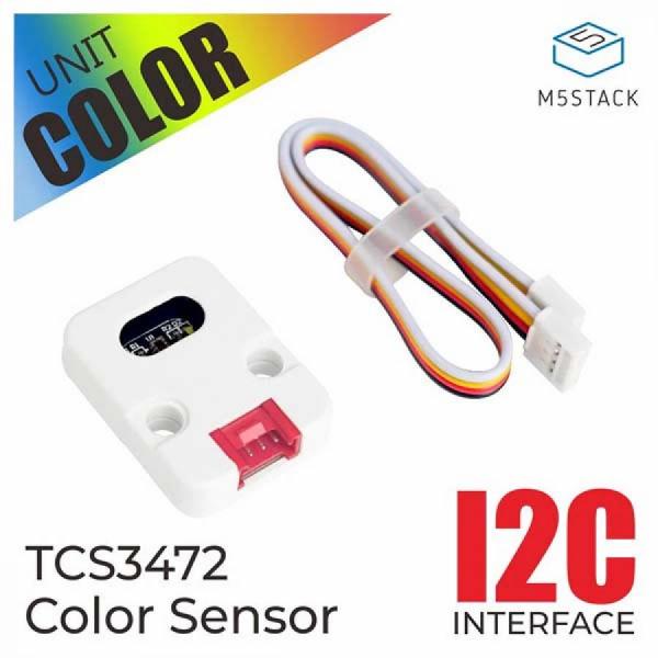 디바이스마트,오픈소스/코딩교육 > 파이썬/IoT 개발 보드 > M5STACK > 센서/모듈,M5Stack,Color Sensor RGB Unit (TCS3472) [U009],COLOR는 TCS3472 색상 인식 모듈로, -40℃~85℃의 온도 범위에서 색상을 감지하고 RGB 데이터로 변환하여 M5Core와 I2C(주소: 0x29)로 통신하며, GROVE 인터페이스와 Arduino, UIFlow를 지원하고 Lego 호환 구멍이 두 개 있습니다.
