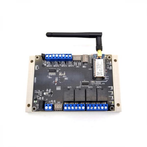 디바이스마트,MCU보드/전자키트 > 버튼/스위치/제어/RTC > 원격제어/무선컨트롤,라디오리써치,산업용 무선 콘트롤러 다채널 인증받은 송신모듈 내장 (RC024IO) 12V,입출력 제어를 위한 무선 컨트롤러 12V / 4입력 4출력 / 1:1통신