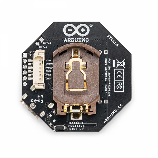 디바이스마트,오픈소스/코딩교육 > 아두이노 > 아두이노 정품 보드/쉴드/키트,아두이노,Arduino Stella,ABX00131 / cm급 초정밀 실시간 위치 추적용 UWB 태그(Tag) / Portenta UWB 쉴드 또는 UWB 지원 스마트폰과 함께 사용 / nRF52840(BLE) 및 NXP SR040(UWB) 칩셋 탑재 / 가속도계, 부저, 사용자 버튼 내장 / USB-C 또는 코인셀 배터리(CR2032)로 구동 / 활용: 고정밀 자산 추적, AGV(무인운반차) 추종, 보안 출입 통제, 스마트홈