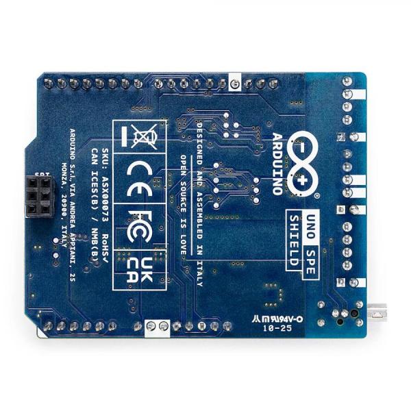 디바이스마트,오픈소스/코딩교육 > 아두이노 > 아두이노 정품 보드/쉴드/키트,아두이노,Arduino UNO SPE Shield,ASX00073 / 단일 페어 이더넷(SPE) 및 PoDL 지원 / 10BASE-T1S 고속 데이터 및 전원 공급 / Microchip LAN8651B1 컨트롤러 / 레거시 RS485 듀얼 통신 지원 / 배선 단순화 및 비용 절감 / 간편한 레트로핏 가능 / 플러그 앤 플레이, UNO R4 호환 / 10 Mbit/s SPE, 20 Mbit/s RS485 데이터 속도 / 스크류 터미널 블록 연결 / 6-24V PoDL 및 VIN 전원 입력 / CE, FC