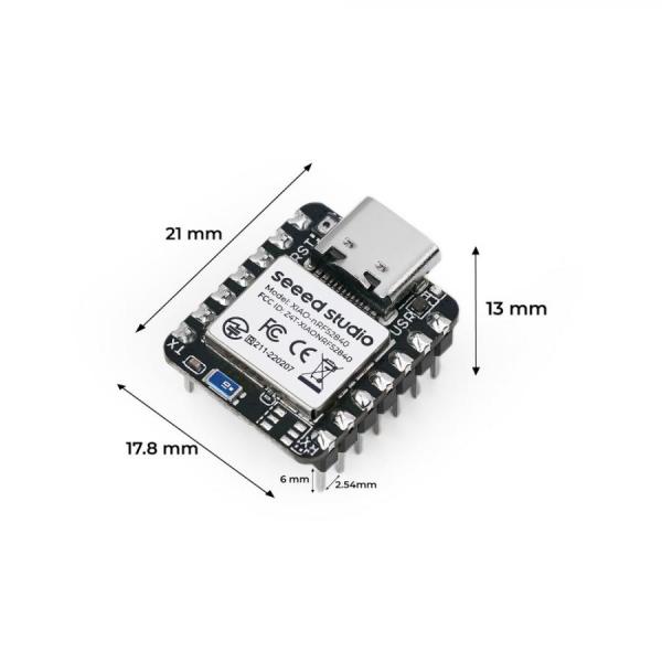 디바이스마트,오픈소스/코딩교육 > 파이썬/IoT 개발 보드 > Seeedstudio XIAO > XIAO 보드,Seeedstudio,Seeed Studio XIAO nRF52840 (Pre-Soldered) [102010631],초저전력 무선 통신용 XIAO 보드 / Nordic nRF52840 (BLE 5.0, NFC) 칩셋 / 헤더 핀이 납땜된 버전(Pre-Soldered) / 배터리 충전 회로 내장 / 활용: 웨어러블, BLE 비콘, 무선 센서 네트워크