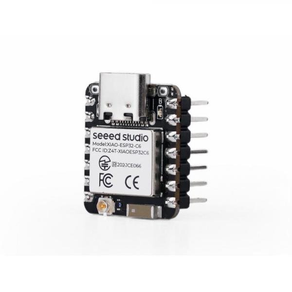 디바이스마트,오픈소스/코딩교육 > 파이썬/IoT 개발 보드 > Seeedstudio XIAO > XIAO 보드,Seeedstudio,Seeed Studio XIAO ESP32-C6 (Pre-Soldered) [102010636],차세대 IoT 통신용 XIAO 보드 / ESP32-C6(RISC-V) 칩셋 탑재, Wi-Fi 6, BLE, Zigbee, Thread 동시 지원 / 헤더 핀 납땜 버전 / 배터리 충전 회로 내장 / 활용: Matter 호환 스마트홈, IoT 게이트웨이, Zigbee/Thread 메시 네트워크