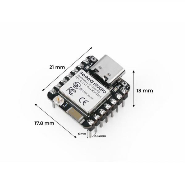 디바이스마트,오픈소스/코딩교육 > 파이썬/IoT 개발 보드 > Seeedstudio XIAO > XIAO 보드,Seeedstudio,Seeed Studio XIAO ESP32-C6 (Pre-Soldered) [102010636],차세대 IoT 통신용 XIAO 보드 / ESP32-C6(RISC-V) 칩셋 탑재, Wi-Fi 6, BLE, Zigbee, Thread 동시 지원 / 헤더 핀 납땜 버전 / 배터리 충전 회로 내장 / 활용: Matter 호환 스마트홈, IoT 게이트웨이, Zigbee/Thread 메시 네트워크