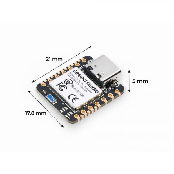 디바이스마트,오픈소스/코딩교육 > 파이썬/IoT 개발 보드 > Seeedstudio XIAO > XIAO 보드,Seeedstudio,Seeed Studio XIAO nRF52840 Plus [102010672],추가 GPIO로 확장성을 강화한 XIAO nRF52840 Plus 버전 / Nordic nRF52840 (BLE 5.0, NFC) 칩셋 탑재 / 9개의 GPIO를 추가하여 더 많은 센서와 액추에이터 연결 가능 / 배터리 충전 회로 내장, 초저전력 구동 / 활용: 고급 웨어러블, 다기능 BLE 컨트롤러, 복합 센서 네트워크