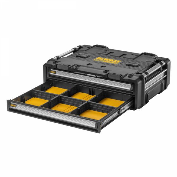 디바이스마트,공구함/작업대/엔클로저 > 공구함/부품함 > 이동공구함 > 디월트/스탠리 이동공구함,디월트,터프시스템2.0 DXL 2단 서랍 공구함 DWST08520-1,터프시스템 2.0 호환 / 최대 중량 25Kg (1단당 12.5Kg)/ 대용량 2단 서랍형 / 탈부착 칸막이 10개 / 무게 20Kg