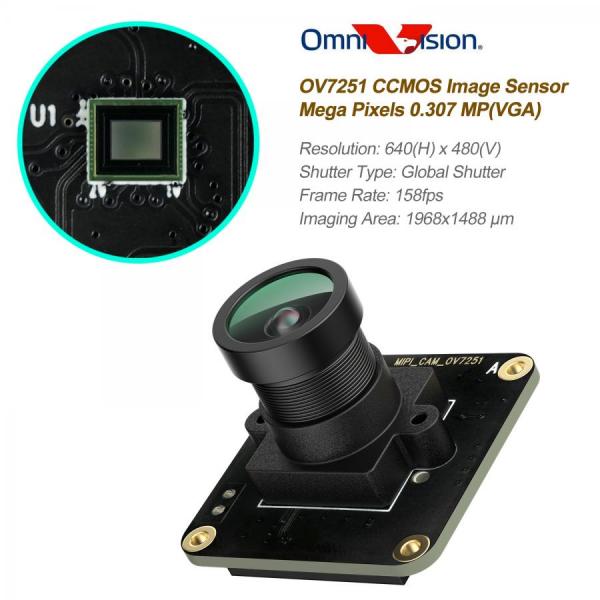 디바이스마트,오픈소스/코딩교육 > 라즈베리파이 > 라즈베리파이 카메라모듈/렌즈,Innomaker,RPI CAM-MIPIOV7251RAW,OV7251 CMOS 센서 / 1/7.5인치 광학 크기 / 해상도 640×480 / 프레임 속도 158fps / 8비트 및 10비트 RAW BW 출력 형식 지원 / 외부 트리거 입력 및 플래시 출력 지원 / 4가지 작업 모드 지원 / 소프트웨어 트리거 입력 지원 / 드라이버 기능: 게인, 노출, 수평/수직 뒤집기 지원 / GPL Linux 5.15.32 드라이버 소스 코드 제공