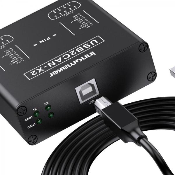 디바이스마트,MCU보드/전자키트 > 통신/네트워크 > CAN통신,Innomaker,USB2CAN-X2 Module,듀얼 채널 USB to CAN 변환기 / Raspberry Pi, Jetson Nano, Tinker Board 및 모든 SBC, 데스크탑, 노트북 호환 / Windows, Mac OS, Linux, Raspbian, Ubuntu 지원 / 플러그 앤 플레이, 외부 전원 불필요 / CAN baud rate 20Kbps~1Mbps 프로그래밍 가능 / CAN bus 2.0A 및 2.0B 지원 / 3000VDC 전압 절연 및 15kV ESD 보호 / C/Pyt
